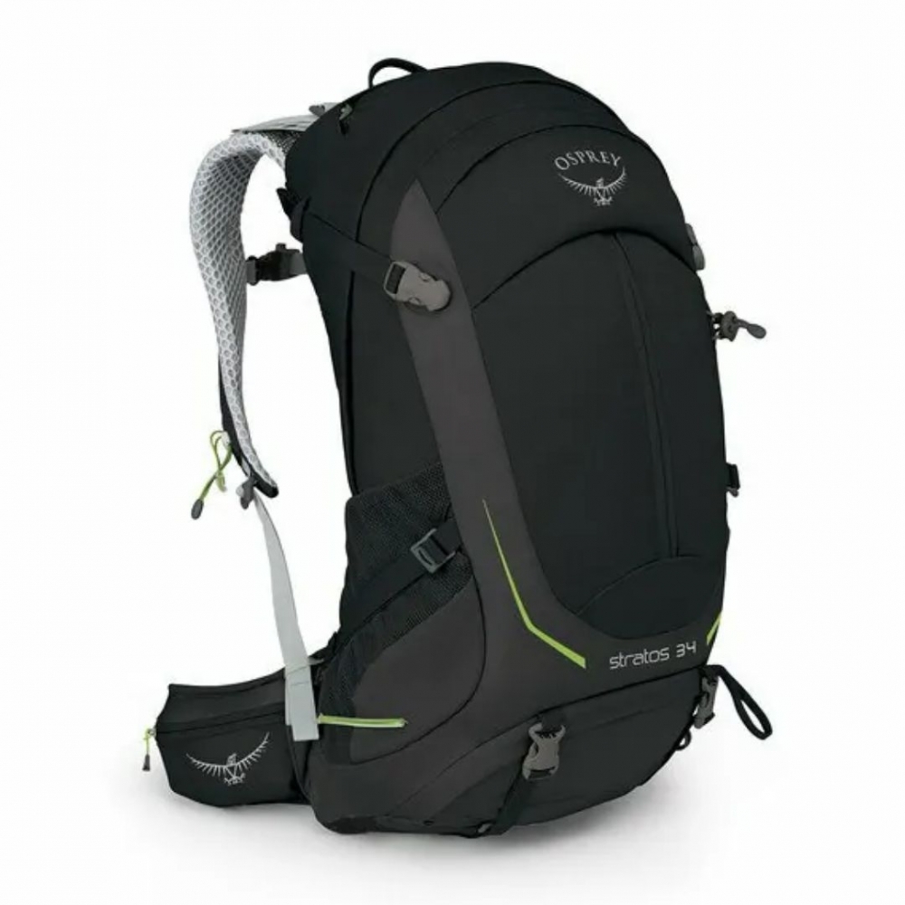 【Osprey】男款 Stratos 34L 透氣網背登山背包-黑 S/M