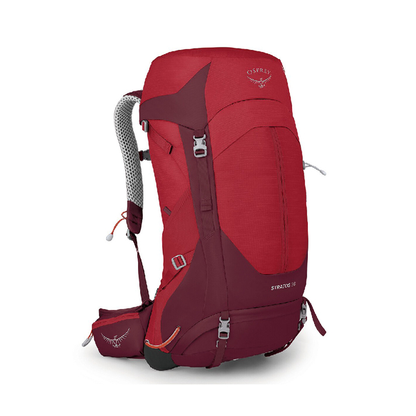 【Osprey】男款 Stratos 36L 透氣網背登山背包-聖誕紅