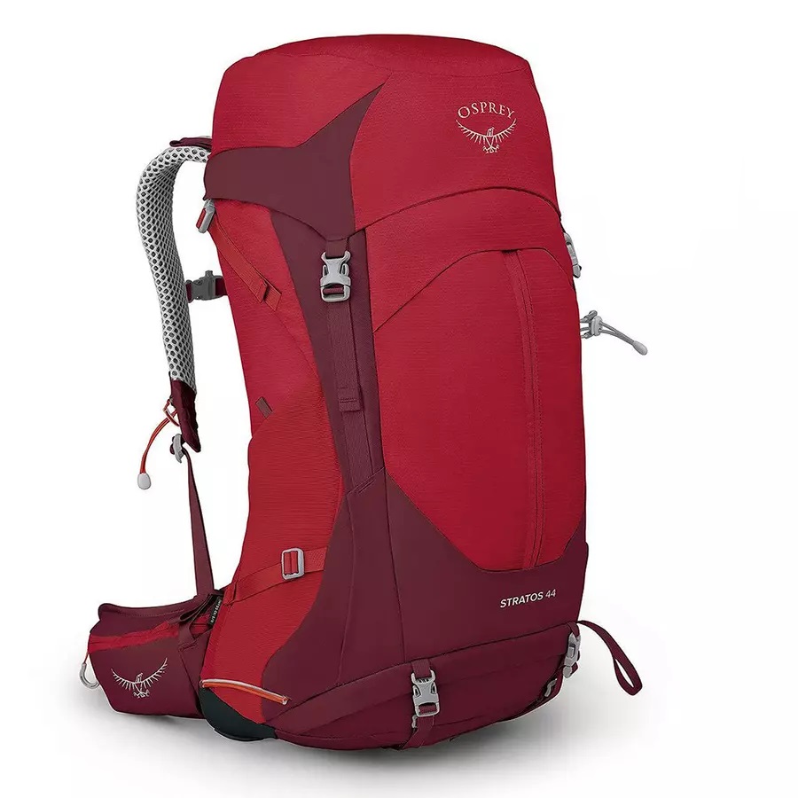 【Osprey】男款 Stratos 44L 透氣網架健行登山背包-聖誕紅